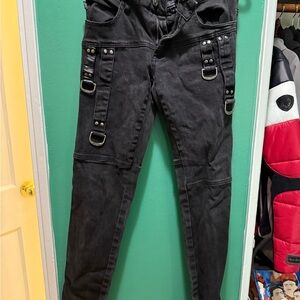 Tripp NYC Black Buckle Detail Skinny Pants